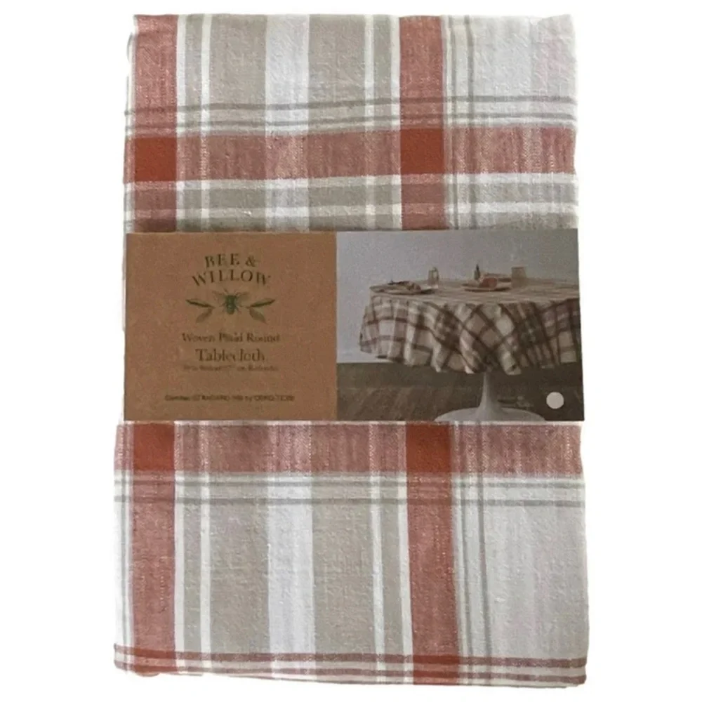 Bee & Willow Woven Autumn Plaid Fabric Tablecloth 70